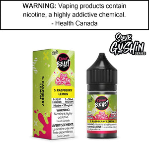 Flavour Beast Gushin & Sour Gushin - Salt S. Raspberry Lemon - 20MG/ML Salt Based E-Liquids