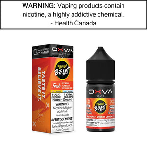 Flavour Beast X OXVA - Salt Fresh Peach Cherry Lemon - Iced - 20MG/ML Salt Based E-Liquids