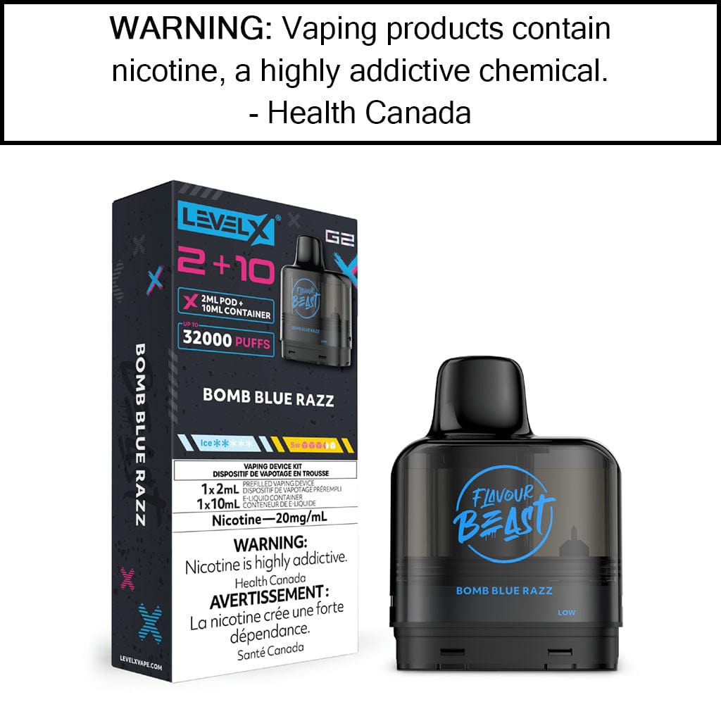 Level X G2 2+10mL Flavour Beast Pods Bomb Blue Razz - Iced Disposable