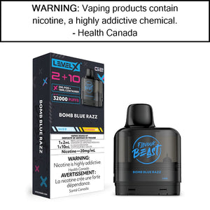 Level X G2 2+10mL Flavour Beast Pods Bomb Blue Razz - Iced Disposable