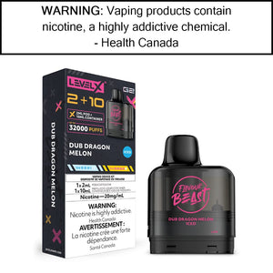 Level X G2 2+10mL Flavour Beast Pods Dub Dragon Melon - Iced Pre-Filled Pods