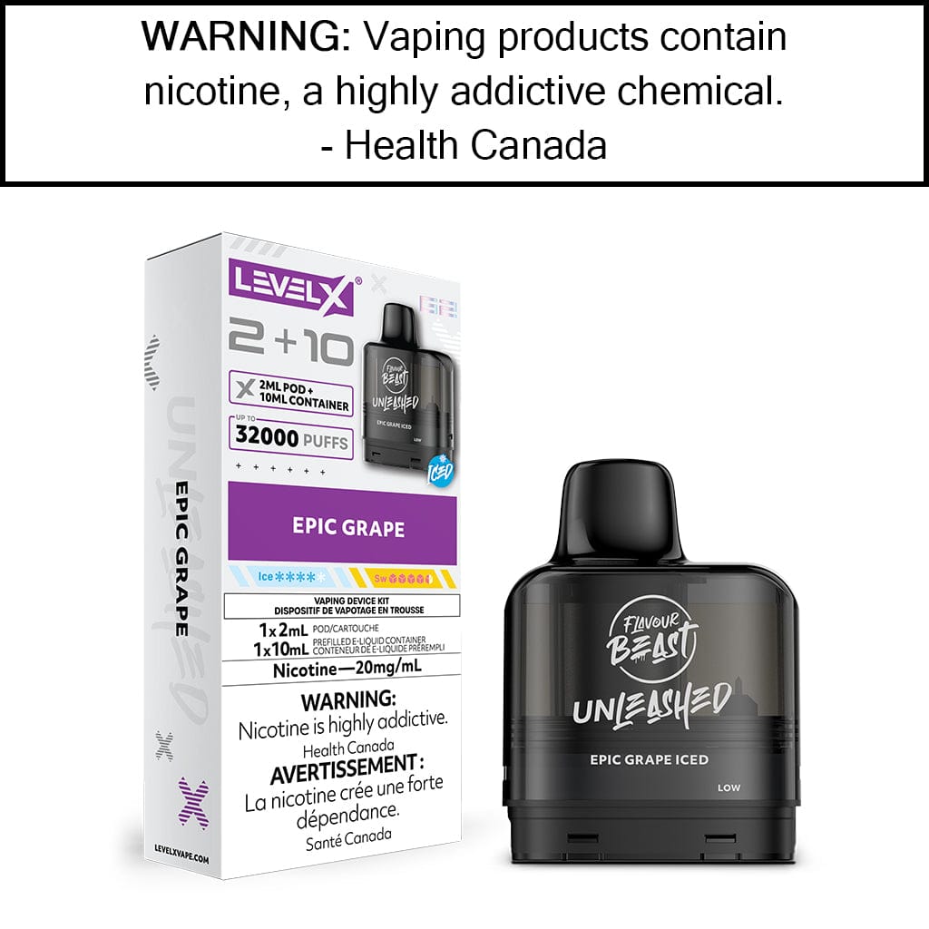 Level X G2 2+10mL Flavour Beast Pods Epic Grape - Iced Pre-Filled Pods