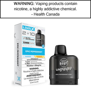 Level X G2 2+10mL Flavour Beast Pods Epic Peppermint - Iced Pre-Filled Pods