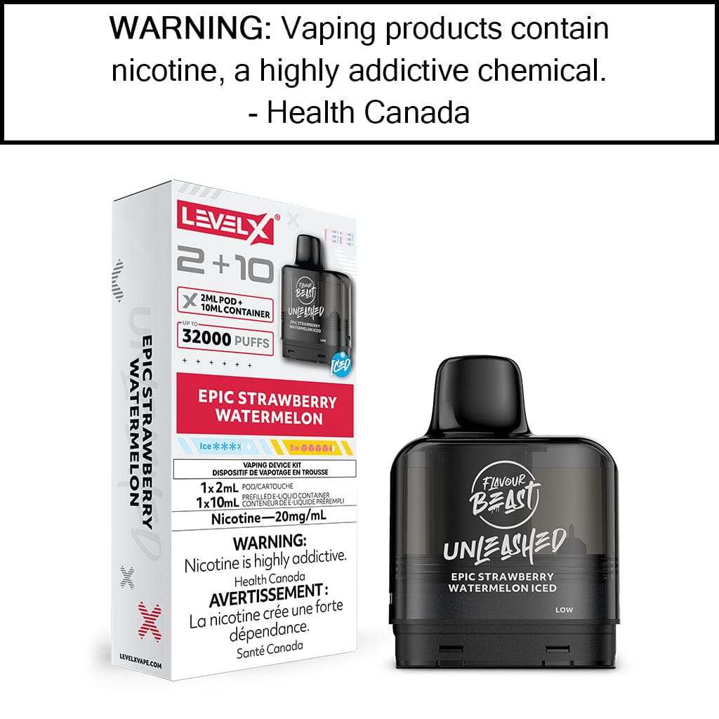 Level X G2 2+10mL Flavour Beast Pods Epic Strawberry Watermelon - Iced Pre-Filled Pods