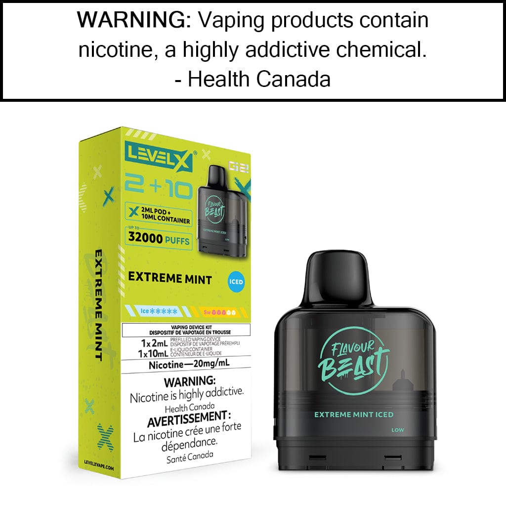 Level X G2 2+10mL Flavour Beast Pods Extreme Mint - Iced Disposable