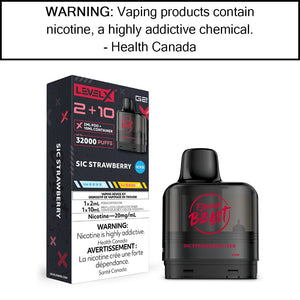 Level X G2 2+10mL Flavour Beast Pods Sic Strawberry - Iced Pre-Filled Pods