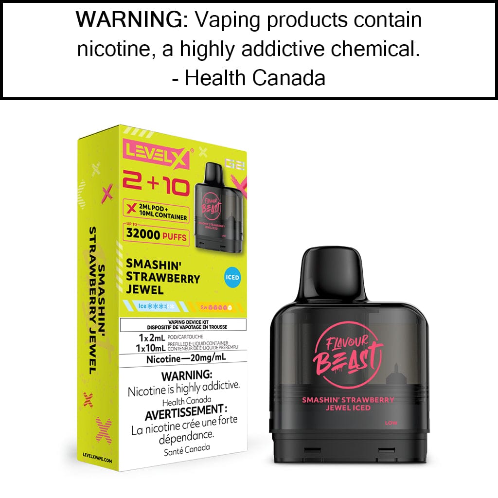 Level X G2 2+10mL Flavour Beast Pods Smashin' Strawberry Jewel - Iced Pre-Filled Pods