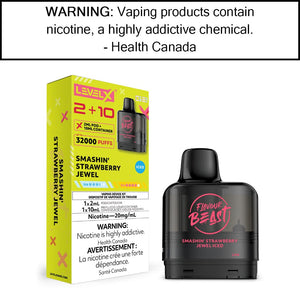 Level X G2 2+10mL Flavour Beast Pods Smashin' Strawberry Jewel - Iced Pre-Filled Pods
