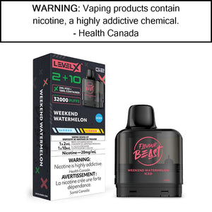 Level X G2 2+10mL Flavour Beast Pods Weekend Watermelon - Iced Disposable