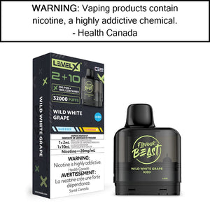 Level X G2 2+10mL Flavour Beast Pods Wild White Grape - Iced Disposable