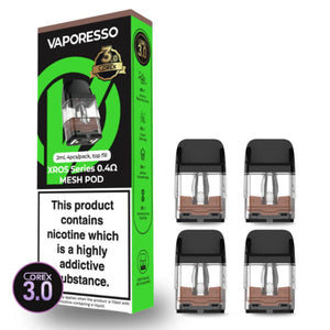 Vaporesso XROS Corex 3.0 Replacement Pods 4-Pack (CRC) 0.4ohm (30W)(Currently Unavailable)(These only work in the New XROS PRO & XROS 4&5 Batteries) Replacement Pods