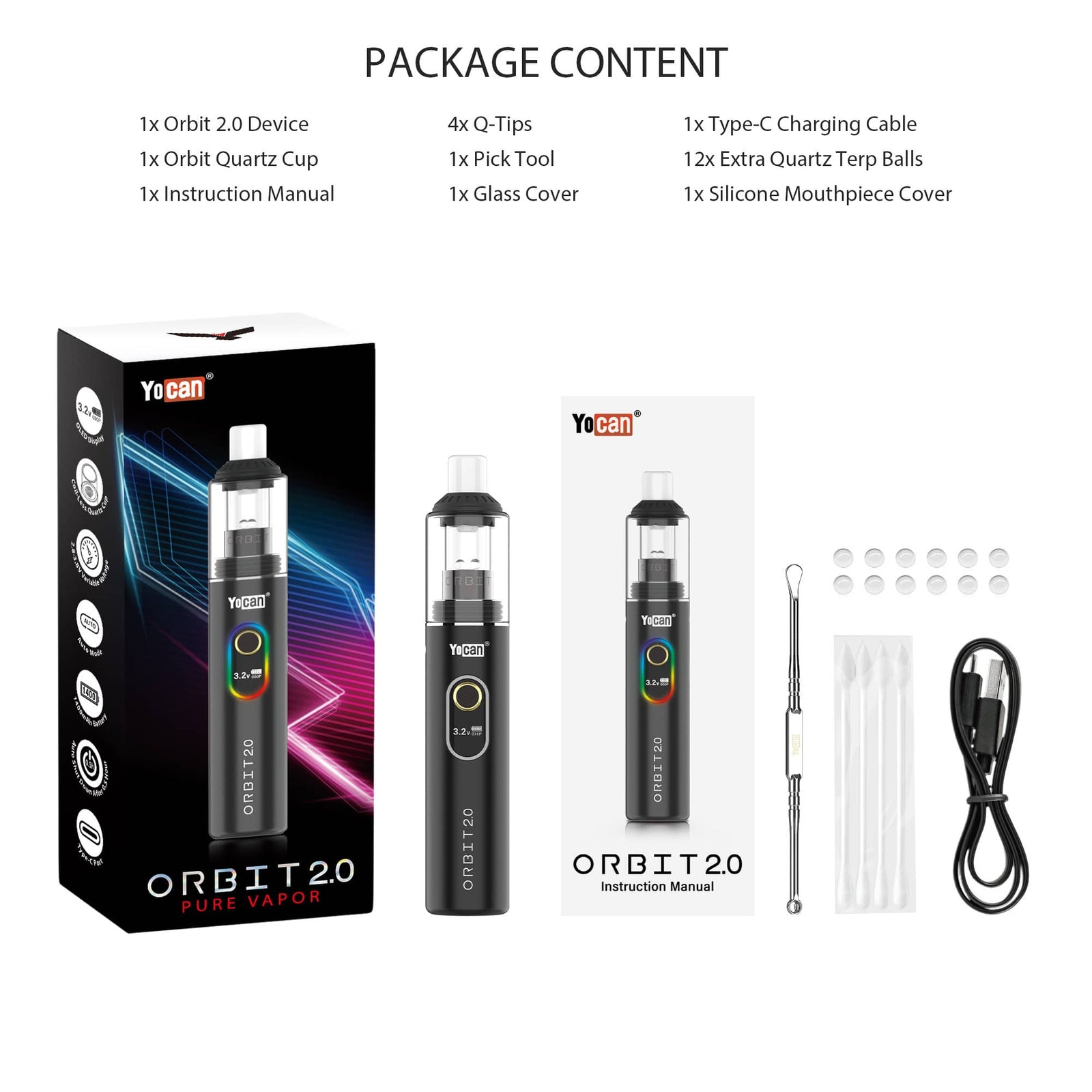 Yocan Orbit 2.0 Concentrate Vaporizer Kit Black Herbal
