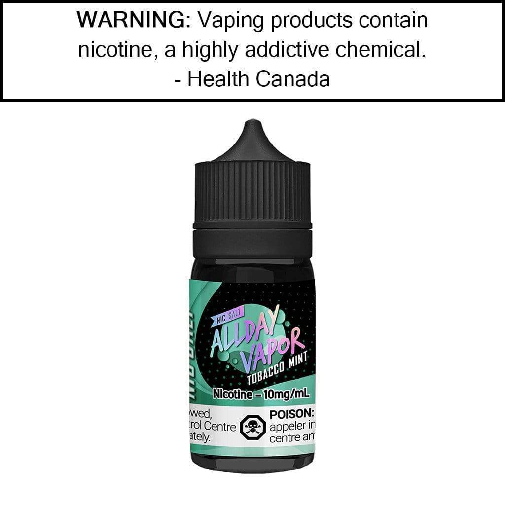 ALLDAY VAPOR NIC SALT 30ML TOBACCO MINT / 10MG Salt Based E-Liquids