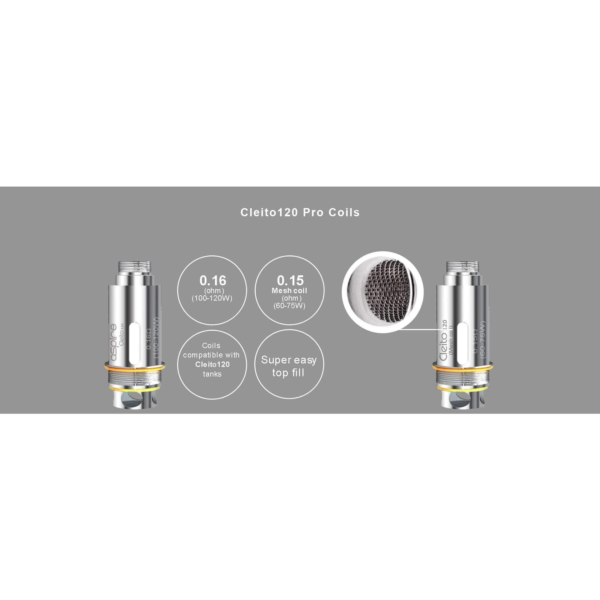 Aspire Cleito 120W Pro Coils 0.15 ohm Mesh (1 pc/coil) Replacement Coils