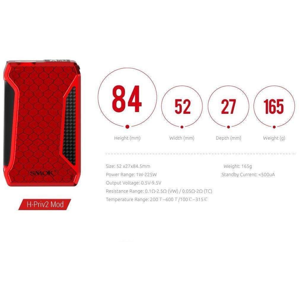 SMOK H-Priv 2 225W TC Mod Only Red Regulated VV/VW Mod