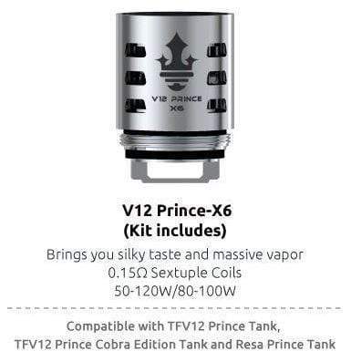SMOK TFV12 Prince Replacement Coils V12 PRINCE-X6 (1pc/coil) Replacement Coils
