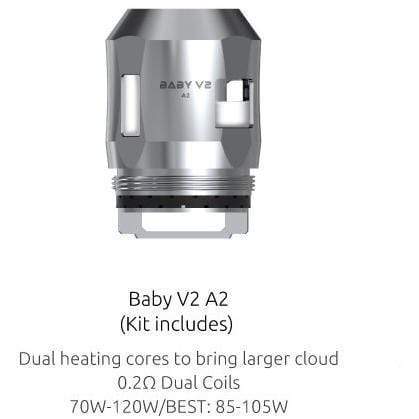SMOK TFV8 BABY V2 REPLACEMENT COILS Silver (1pc/coil) / A2 0.2 ohm Replacement Coils