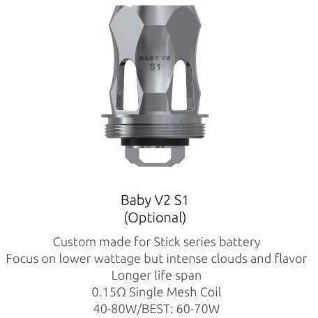 SMOK TFV8 BABY V2 REPLACEMENT COILS Silver (1pc/coil) / S1 0.15 ohm Replacement Coils