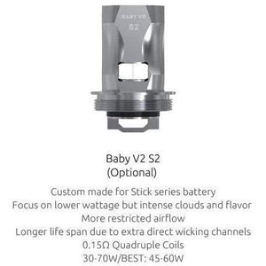 SMOK TFV8 BABY V2 REPLACEMENT COILS Silver (1pc/coil) / S2 0.15 ohm Replacement Coils