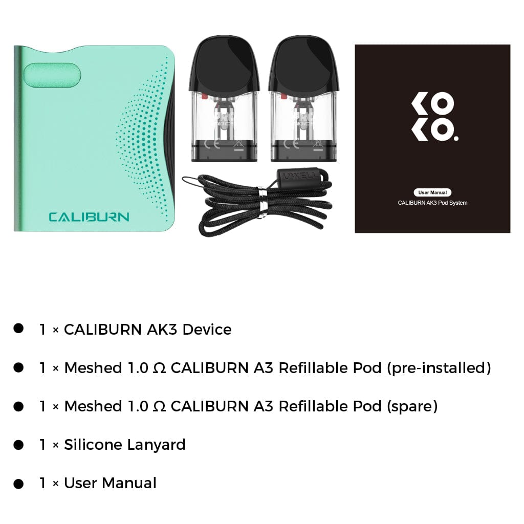 Uwell Caliburn AK3 Pod Kit (CRC) Black Pod Systems